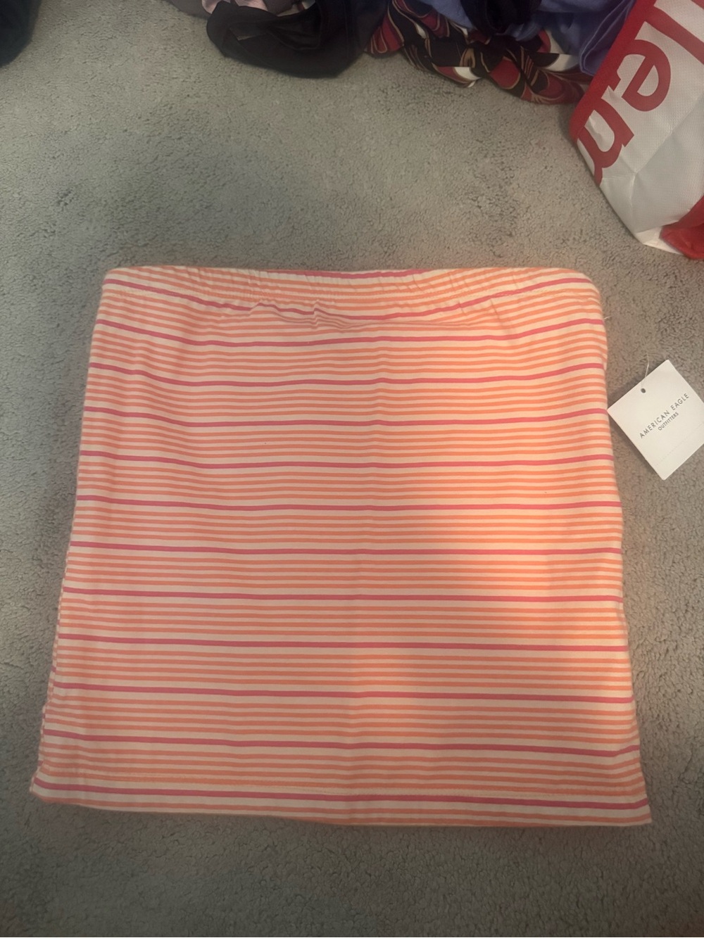 American Eagle Outfitters Pink and White Striped Mini Skirt